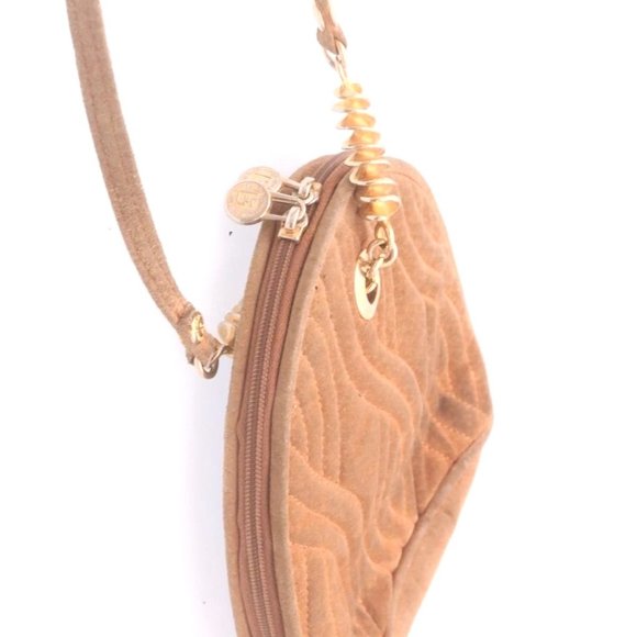 RARE Fendi Caramel Quilted Suede 2-way Purse with a 'Pasta' or 'Noodle' Design - Picture 2 of 14